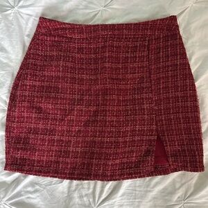 Francesca’s Red & Gold Pleated Skirt